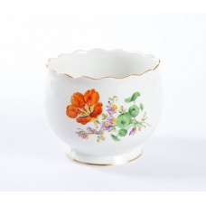 Blumentopf, Blume 2 mitte, bunt, Goldrand, H 7 cm