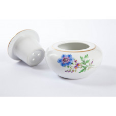 Blumentopf mit Locheinsatz, Blume 2 mitte, bunt, Goldrand, H 12 cm