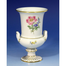 Vase, Blume 2 mitte, bunt, Goldrand, H 18,5 cm