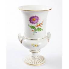 Vase, Blume 2 mitte, bunt, Goldrand, H 23 cm