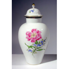 Vase, Blume 2 mitte, bunt, Goldrand, H 24,5 cm