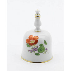 Tischglocke, Blume 2 mitte, bunt, Goldrand, H 11 cm