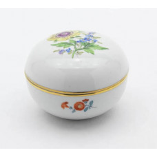 Dose, Blume 2 mitte, bunt, Goldrand, ø 9 cm