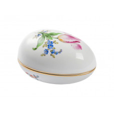 Dose, Blume 2 mitte, bunt, Goldrand, 12x8 cm