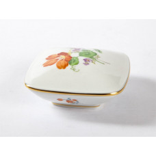 Dose, Blume 2 mitte, bunt, Goldrand, 7,5x7,5 cm