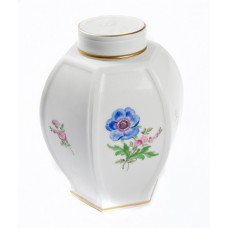 Dose, Blume 2 mitte, bunt, Goldrand, 14,5 cm