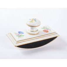 Löscher, Blume 2 mitte, bunt, Goldrand, 11x6 cm