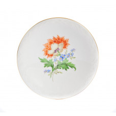 Wandschale, Blume 2 mitte, bunt, Goldrand,