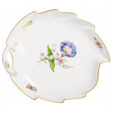 Konfektblatt, Vintage Blume 2,mitte, Motiv - Bandwinde,Goldrand, L 19 cm