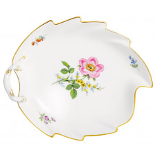 Konfektblatt, Vintage Blume 2,mitte, Motiv - Heckenrose,Goldrand, L 22 cm