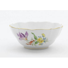 Sch&uuml;ssel, rund, Blume 3 mitte, bunt, Goldrand, 16 cm