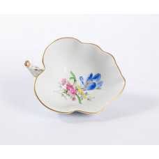 Salzgef&auml;&szlig;, Blume 3 mitte, bunt, Goldrand, L 10 cm