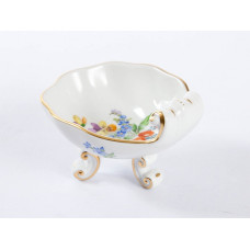 Salzgef&auml;&szlig;, Blume 3 mitte, bunt, Goldrand, 8x7 cm