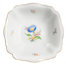 Sch&uuml;ssel, eckig, Blume 3 mitte, bunt, Goldrand, 29 cm