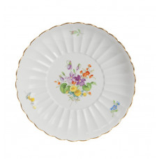 Beilageschale rund,gemuschelt, Blume 3 mitte, bunt, Goldrand, ø 16,5 cm