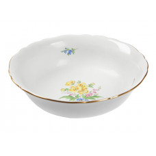 Sch&uuml;ssel, rund, Blume 3 mitte, bunt, Goldrand, &oslash; 27 cm