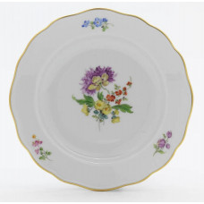 Teller, Blume 3 mitte, bunt, Goldrand, ø 16 cm