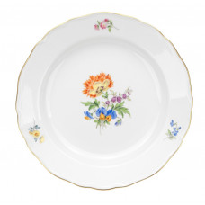 Teller, Blume 3 mitte, bunt, Goldrand, ø 18 cm
