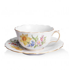 Teetasse m.U., Blume 3 mitte, bunt, Goldrand, V 0,20 l