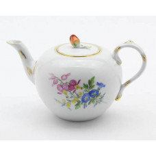 Teekanne, Blume 3 mitte, bunt, Goldrand, V 0,75 l