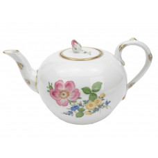 Teekanne, Blume 3 mitte, bunt, Goldrand, V 1,25 l