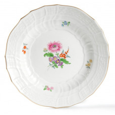 Teller, Blume 3 mitte, bunt, Goldrand, 18 cm