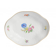 Sch&auml;lchen,oval, Blume 3 mitte, bunt, Goldrand, 18x14 cm