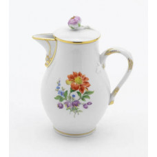 Gießer m.Deckel, Blume 3 mitte, bunt, Goldrand, 0,1 l