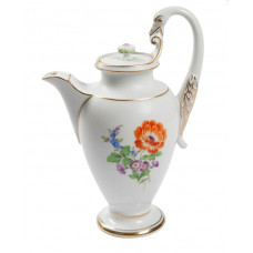 Mokkakanne, Blume 3 mitte, bunt, Goldrand, 0,45 l