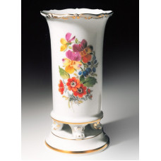 Vase, Blume 3 mitte, bunt, Goldrand, H 14 cm