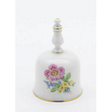 Tischglocke, Blume 3 mitte, bunt, Goldrand, H 11 cm