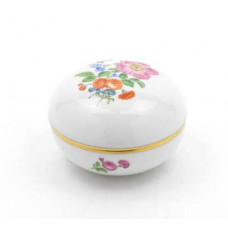 Dose, Blume 3 mitte, bunt, Goldrand, ø 7 cm