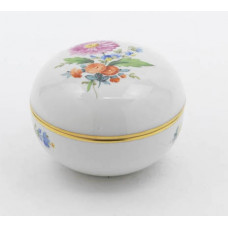 Dose, Blume 3 mitte, bunt, Goldrand, ø 9 cm