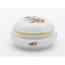 Dose, Blume 3 mitte, bunt, Goldrand, L 12 cm