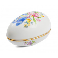 Dose, Blume 3 mitte, bunt, Goldrand, 12x8 cm