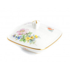 Dose, Blume 3 mitte, bunt, Goldrand, 5,3 cm