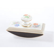 Löscher, Blume 3 mitte, bunt, Goldrand, 11x6 cm