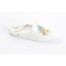 Pantoffel rechts, Blume 3 mitte, bunt, Goldrand, L 9,5 cm