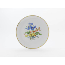 Wandschale, Blume 3 mitte, bunt, Goldfaden bzw. Goldreifen,