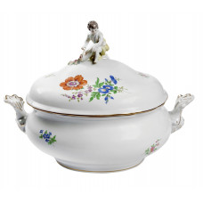 Terrine, oval mit Figur, Blume 3 mitte, bunt, 3,50 l