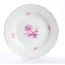 Teller m.H. (o.M. 02475), Blume 3 mitte, purpur, Goldrand, ø 25,5 cm