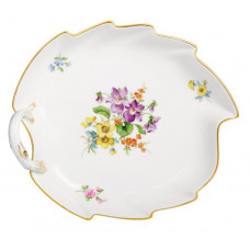 Konfektblatt, Vintage Blume 3,Motiv - Veilchen, Goldrand, L 19 cm