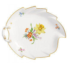 Konfektblatt, Vintage Blume 3,Motiv - Narzisse, Goldrand, L 22 cm