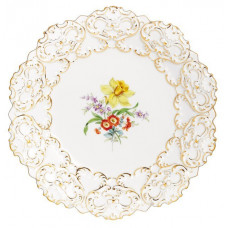 Schale, Vintage Blume 3,Motiv - Narzisse, Goldrand, 22 cm