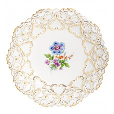 Schale, Vintage Blume 3,Motiv - Anemone, Goldrand, 27 cm