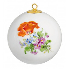 Kugel, Vintage Blume 3,Motiv - Feuermohn, Goldrand, ø 5 cm