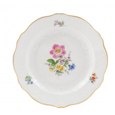 Teller, Blume 4 mitte, bunt, Goldrand, 18 cm