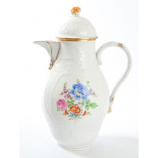 Kaffeekanne, Blume 4 mitte, bunt, Goldrand, V 1,2 l