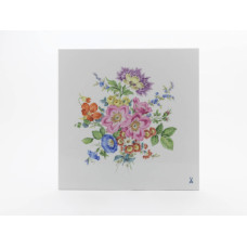 Platte quadratisch, Bukett mitte, bunt, wei&szlig;er Rand, 35x35 cm