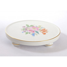 Untersetzer, Bukett mitte, bunt, Goldrand, 15 cm